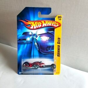2006 Red and Silver Hammer Sled Hot Wheel 1:64 Scale Motorbike. New